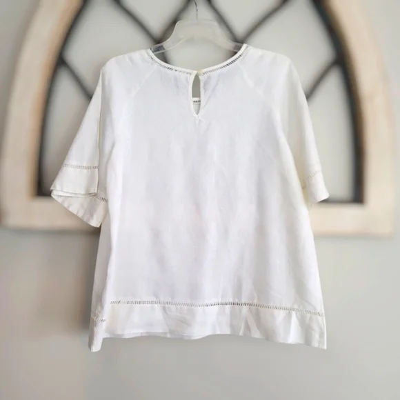Symple NYC 100% Linen Off White Blouse Size S - Picture 5 of 5